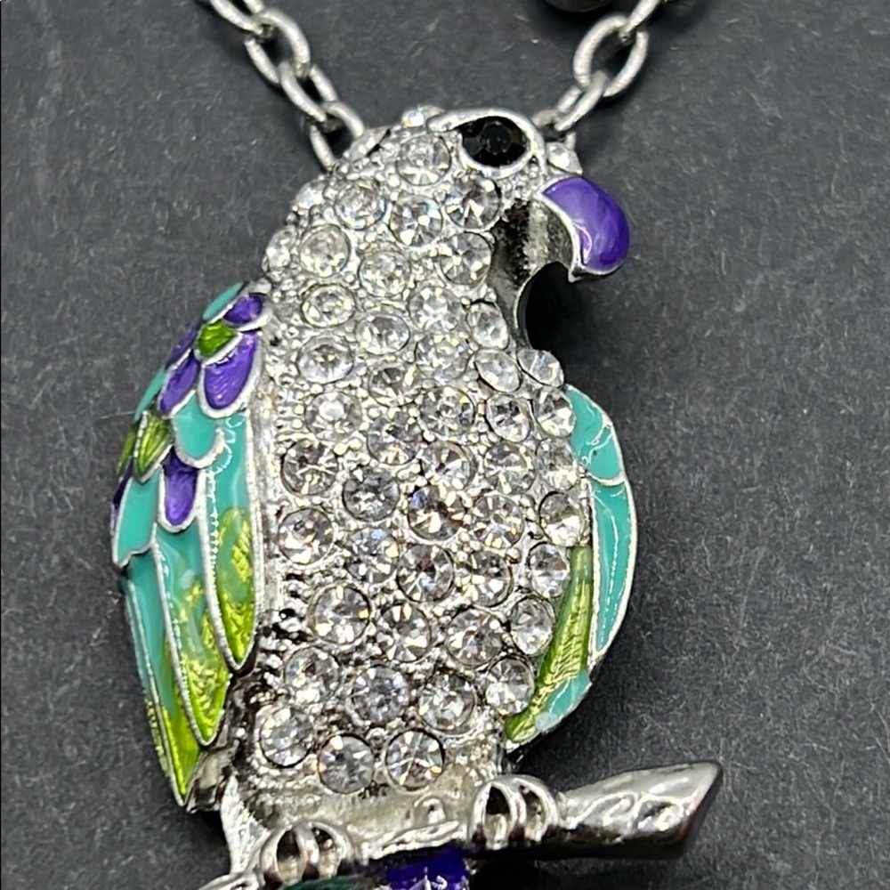 Chico’s rhinestone and enamel parrot necklace - Picture 5 of 7
